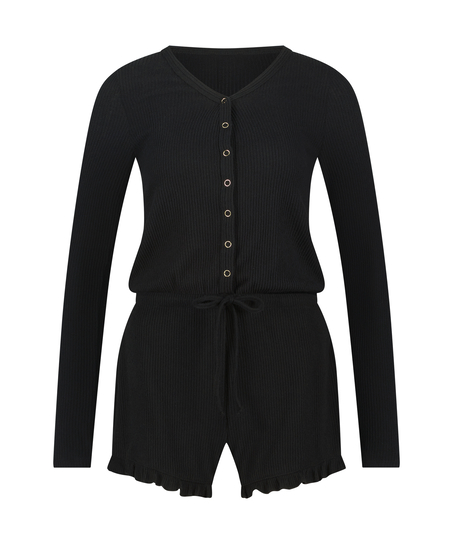Brushed Short Onesie, Black
