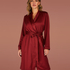 Satin Fleece Bathrobe, Red