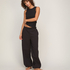Singlet tanktop cotton rib, Black