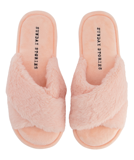 Fake Fur Slippers, Pink