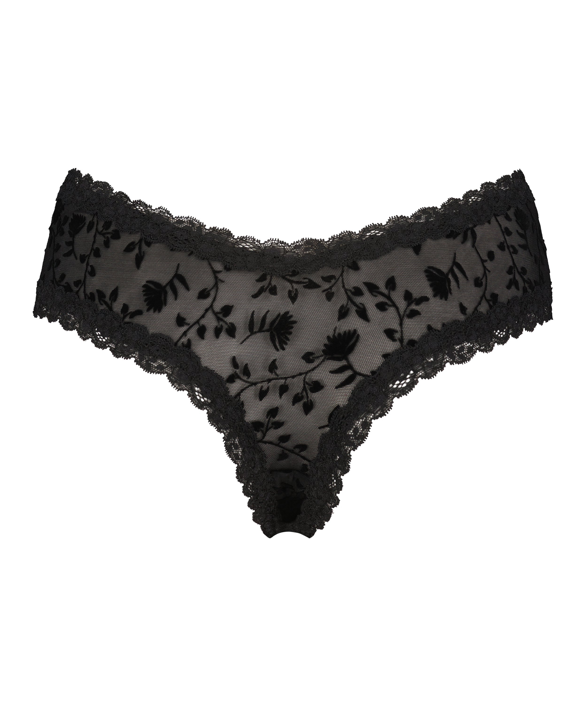 V-shaped Brazilian knickers mesh, Black, main