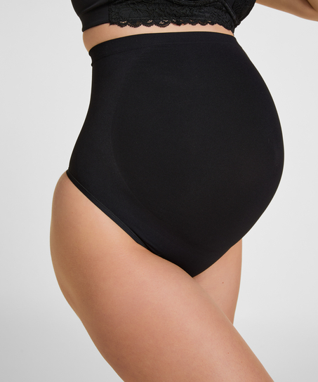 Seamless Maternity Thong, Black