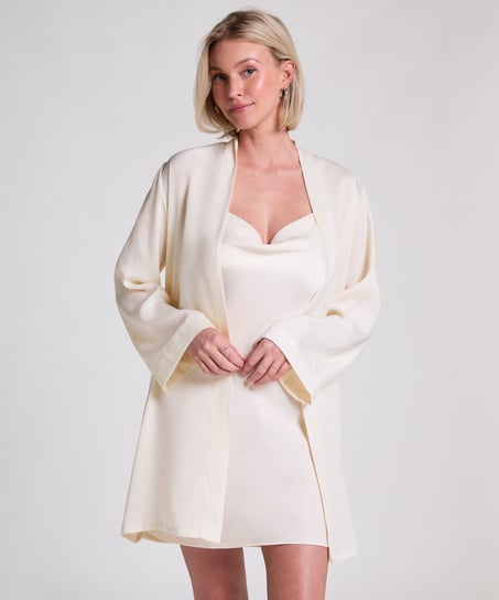 Satin Kimono, White