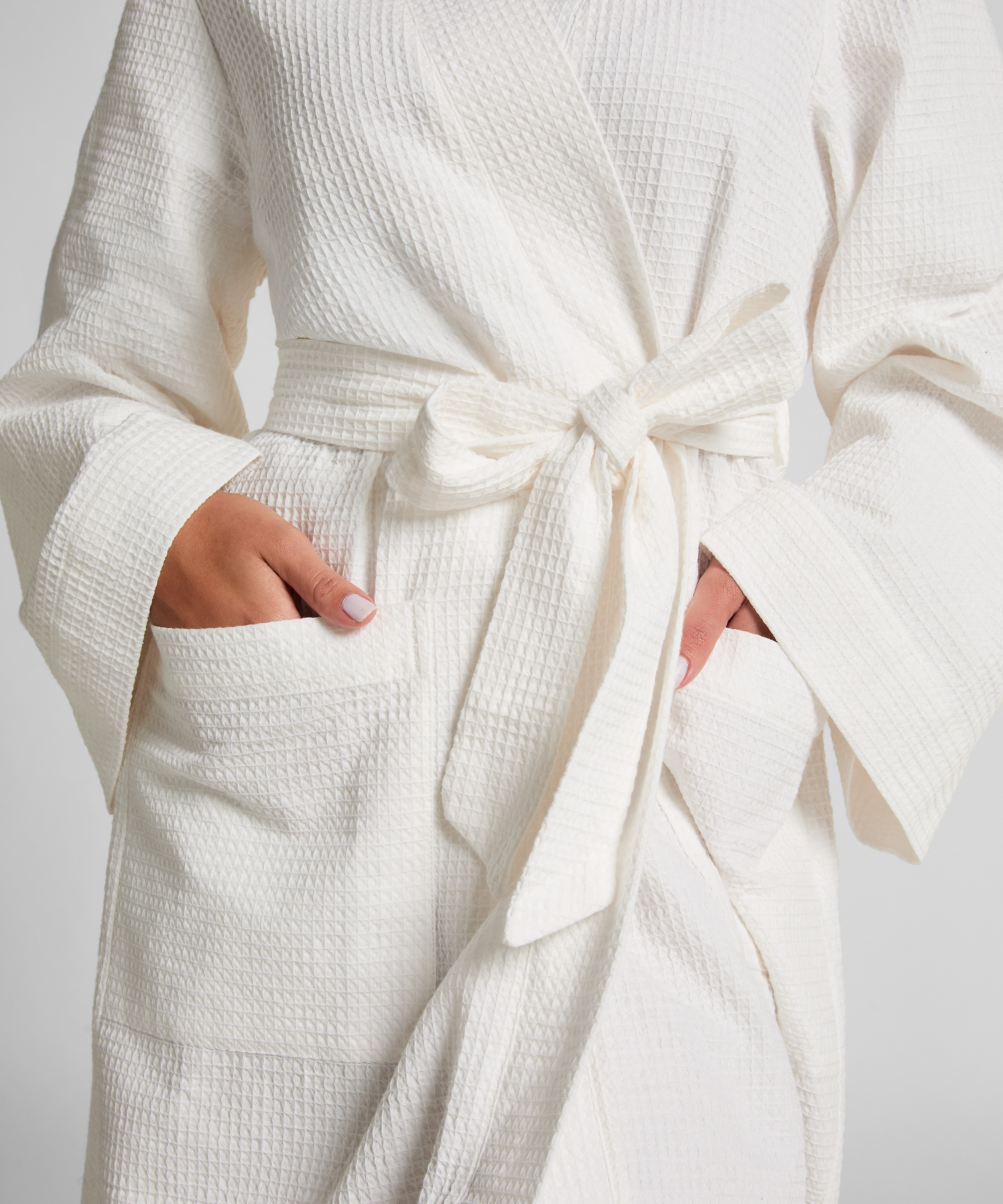 Waffle Bathrobe, White, main