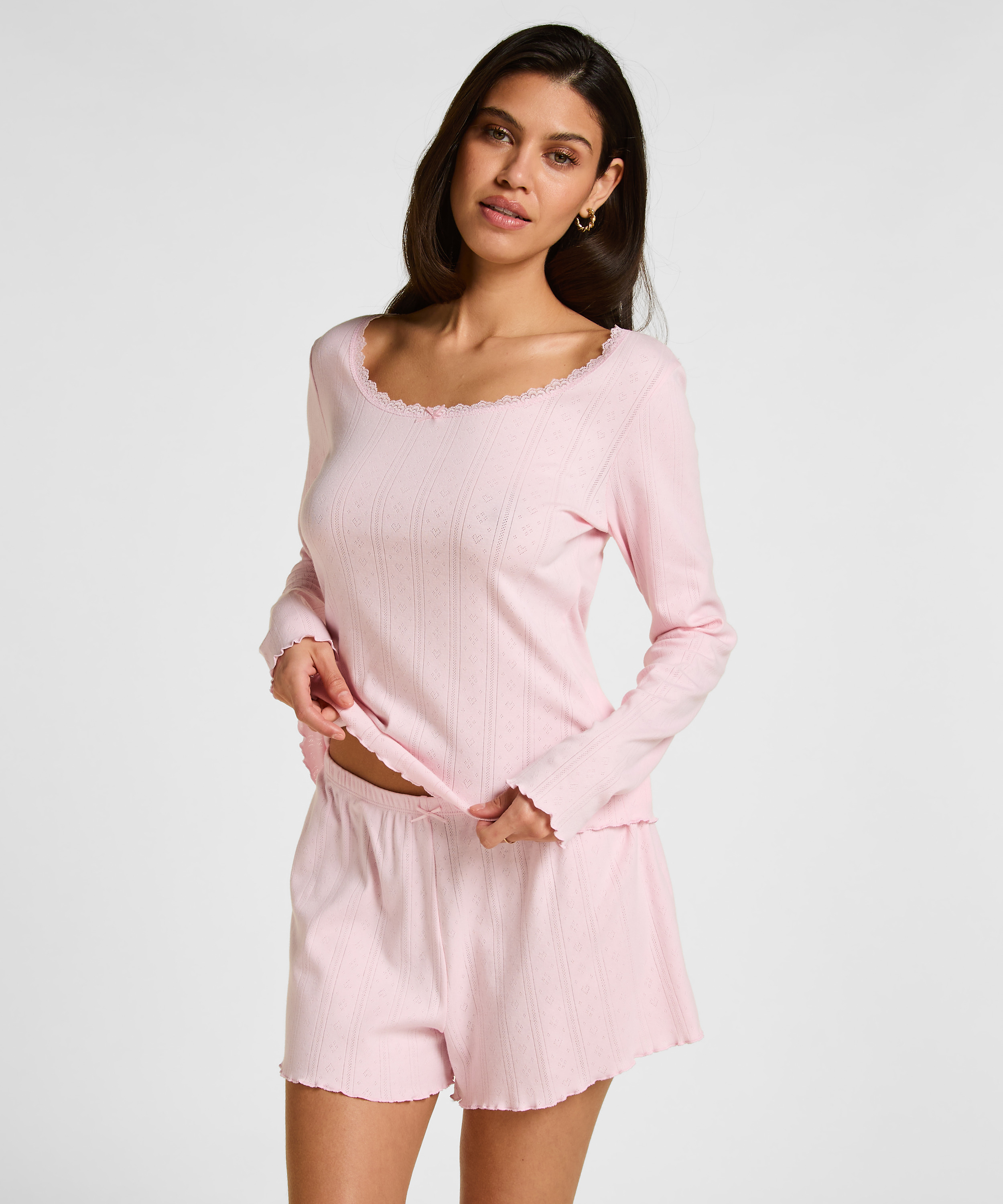 PJ LS SHORT POINTELLE, Pink, main