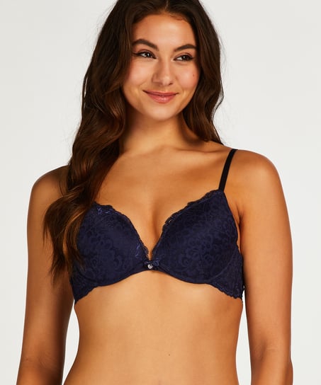 Marine Padded Push-Up Underwired Bra, Blue