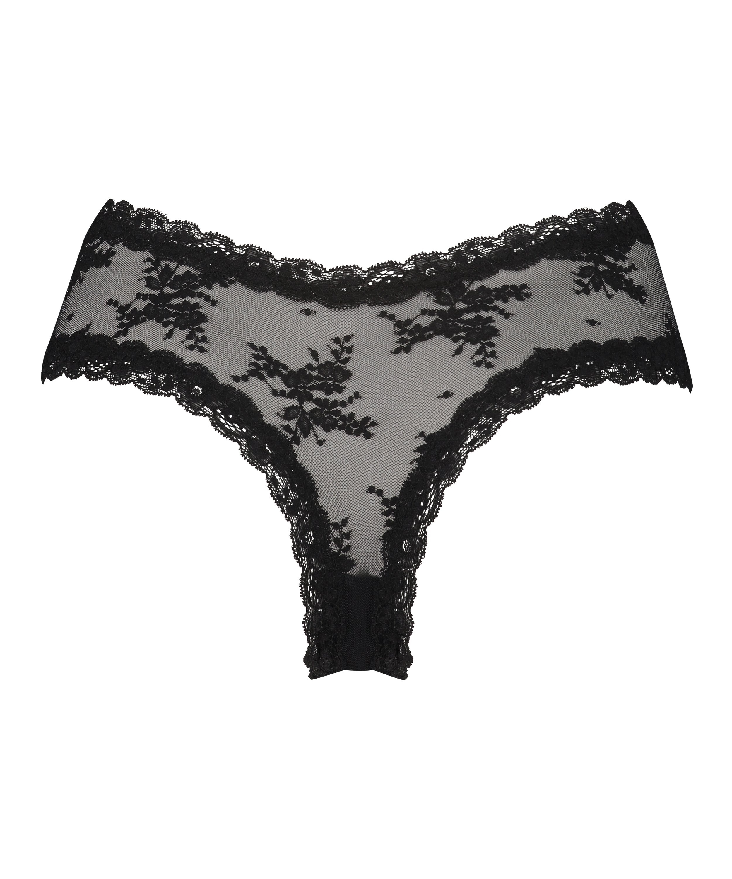 V-shaped Brazilian knickers mesh, Black, main