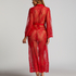 Long Allover Lace Kimono, Red