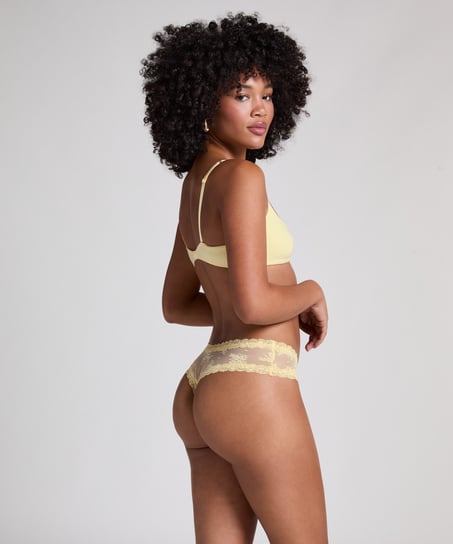V-shaped Brazilian knickers mesh, Yellow