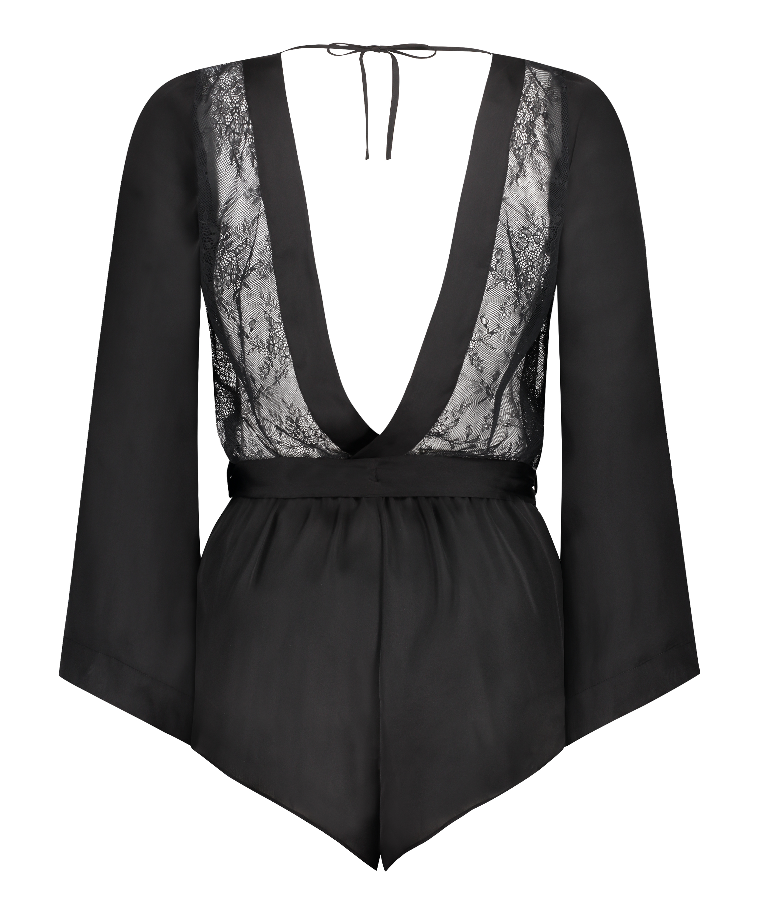 Rylie Satin Playsuit, Black, main