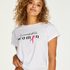 Short Sleeved Pink Ribbon Top, White