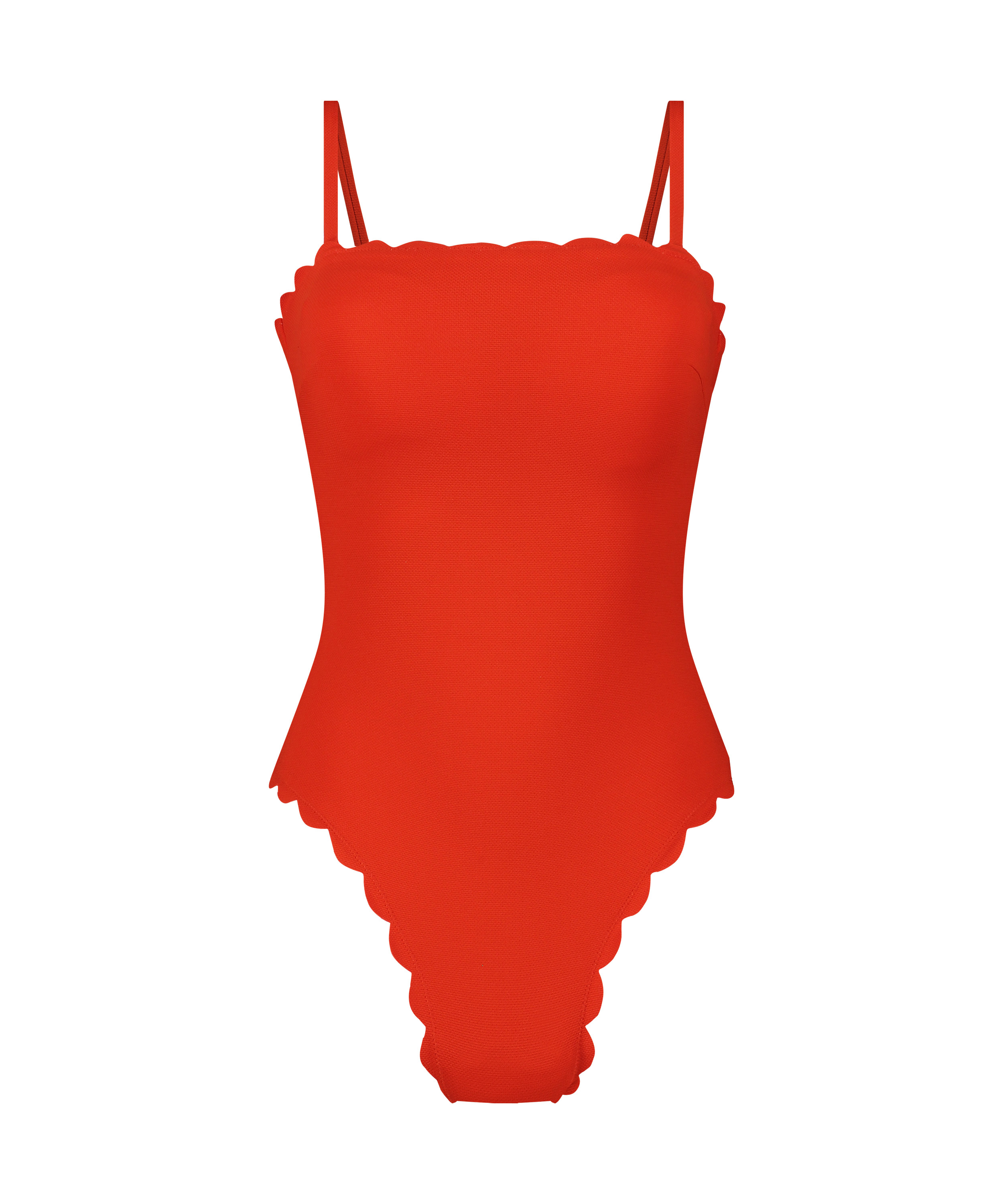 Bandeau Scallop Swimsuit, Red, main