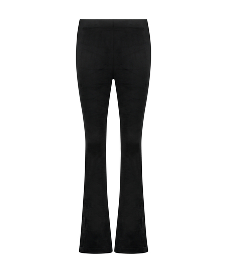 Flared Velvet Leggings, Black