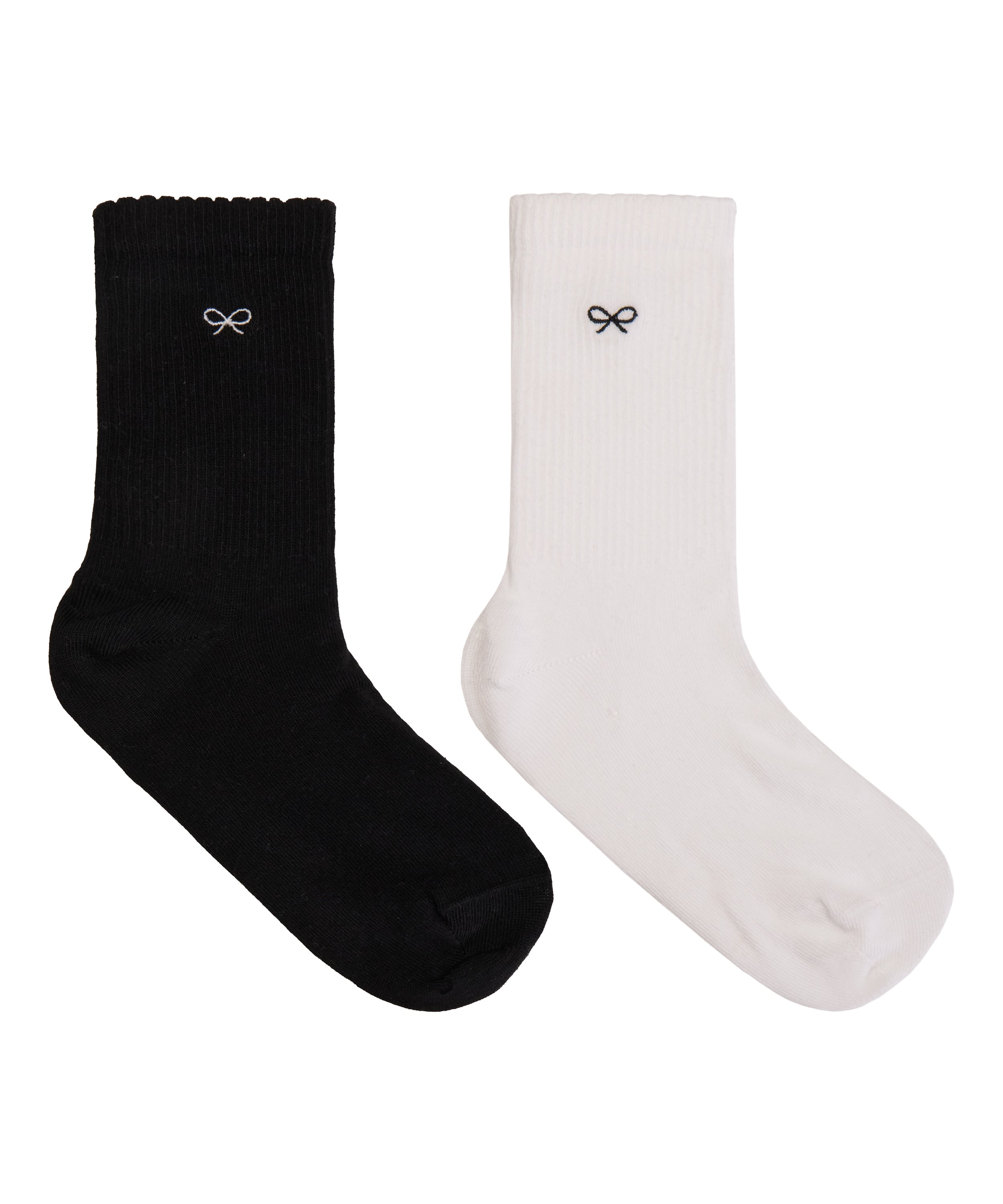 2 Pair Cotton Crew Socks, White, main