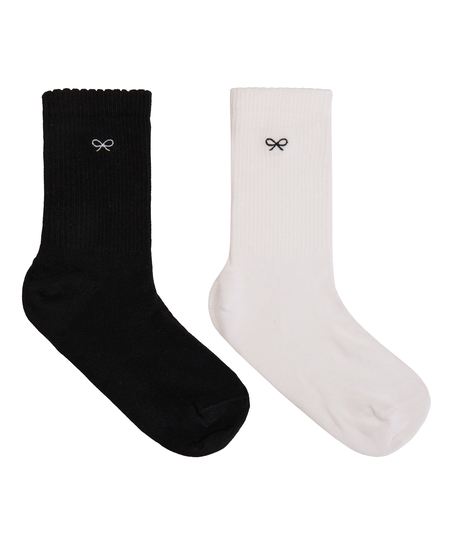 2 Pair Cotton Crew Socks, White