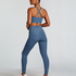 HKMX Crossed High Waisted Leggings, Blue