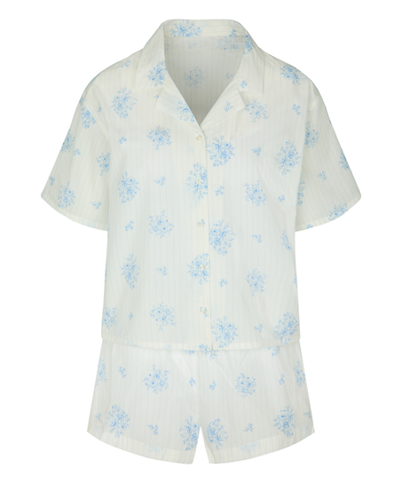Pyjama Set Woven Print, White
