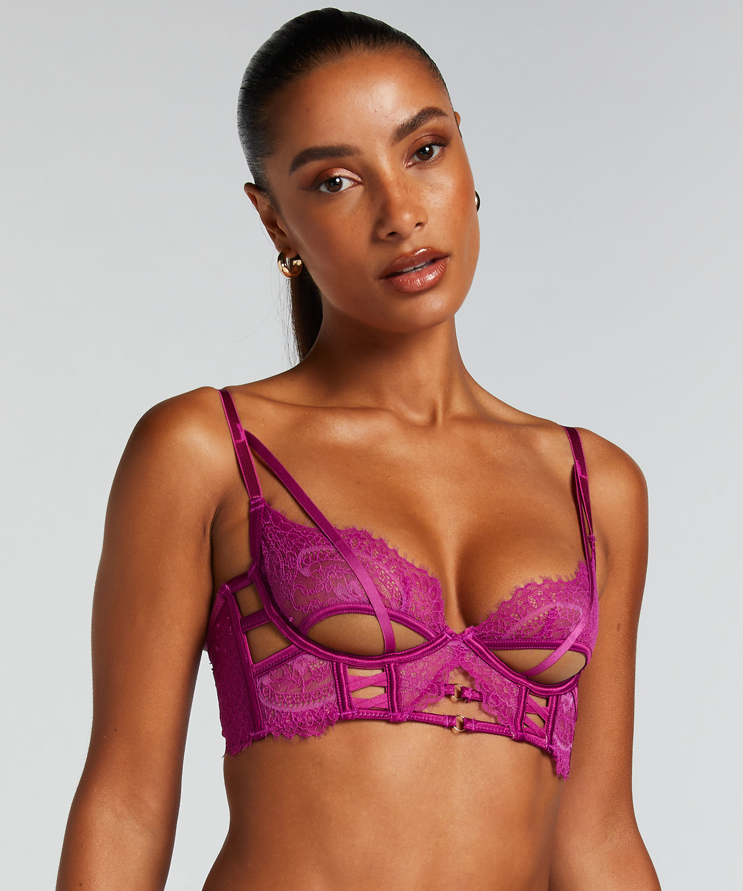 Monet Non-Padded Longline Underwired Bra, Purple, main