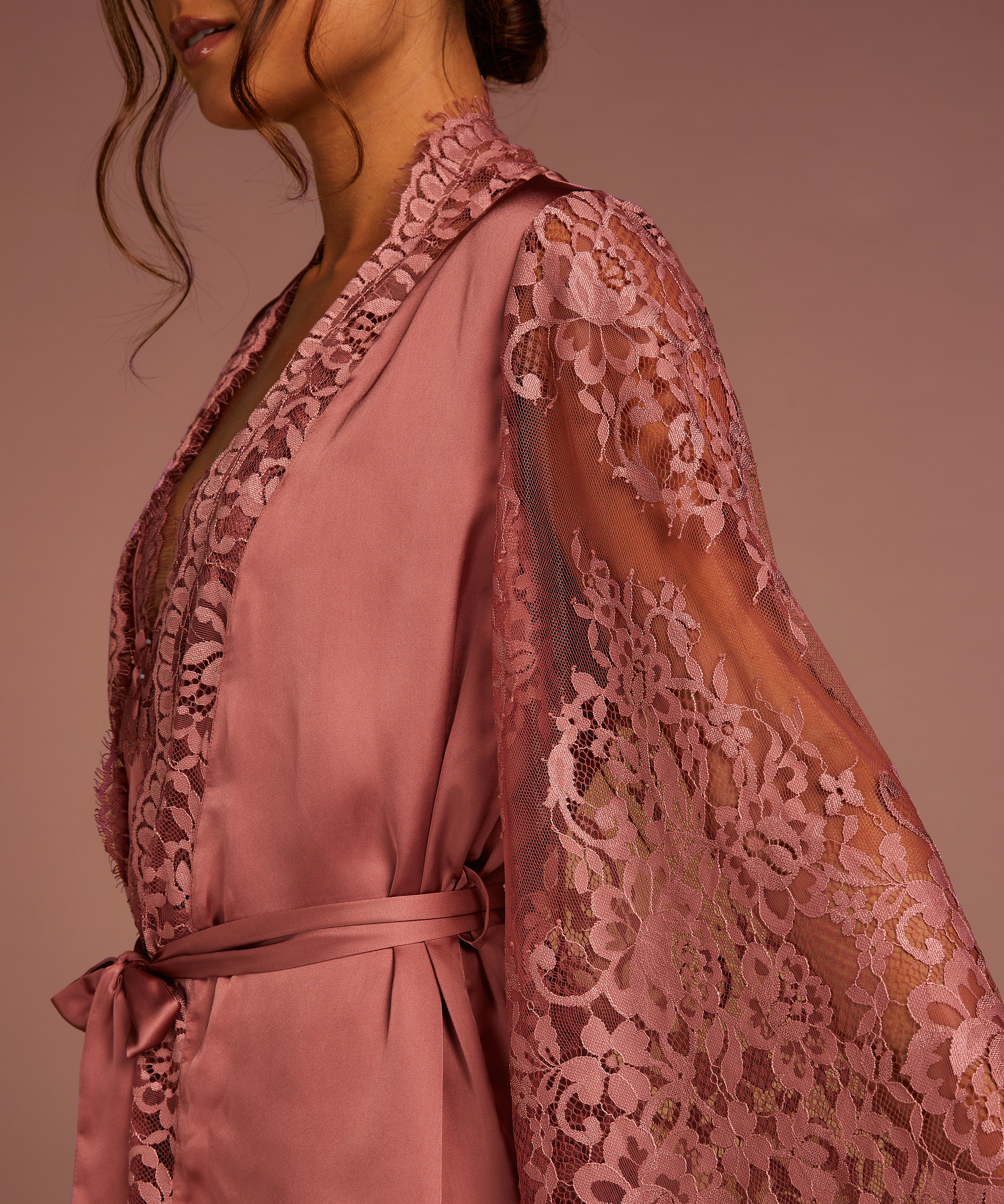 All-Over Lace Kimono, Pink, main
