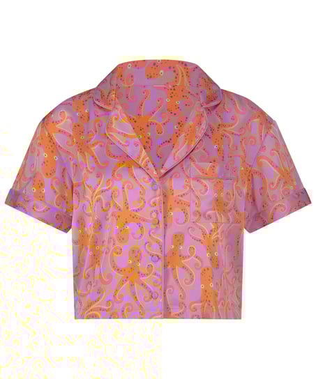 Satin Short-Sleeved Jacket, Purple