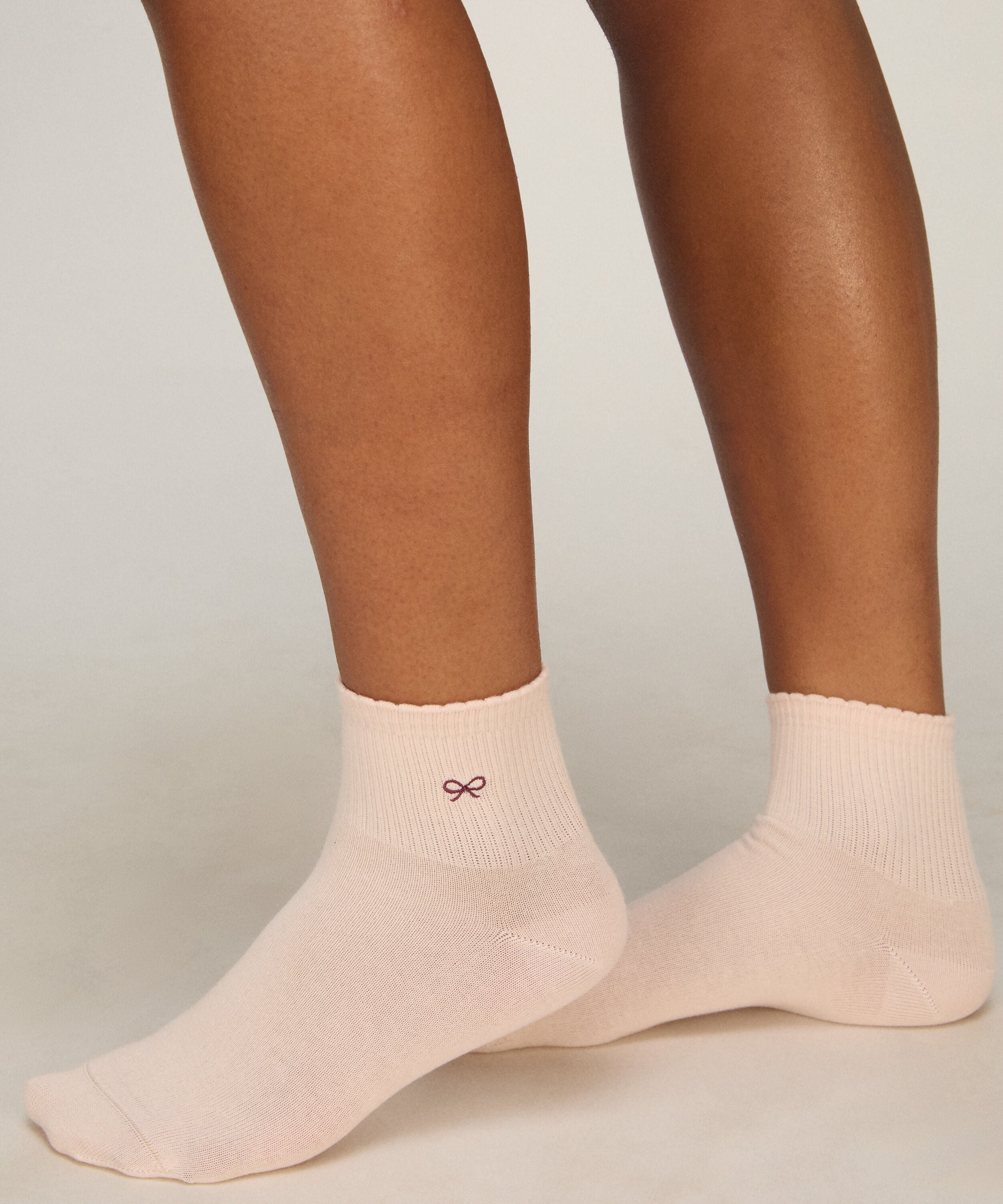 2 Pair Cotton Half Crew Socks, Pink