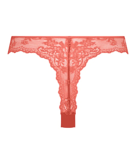 Lace Back Invisible Thong, Red