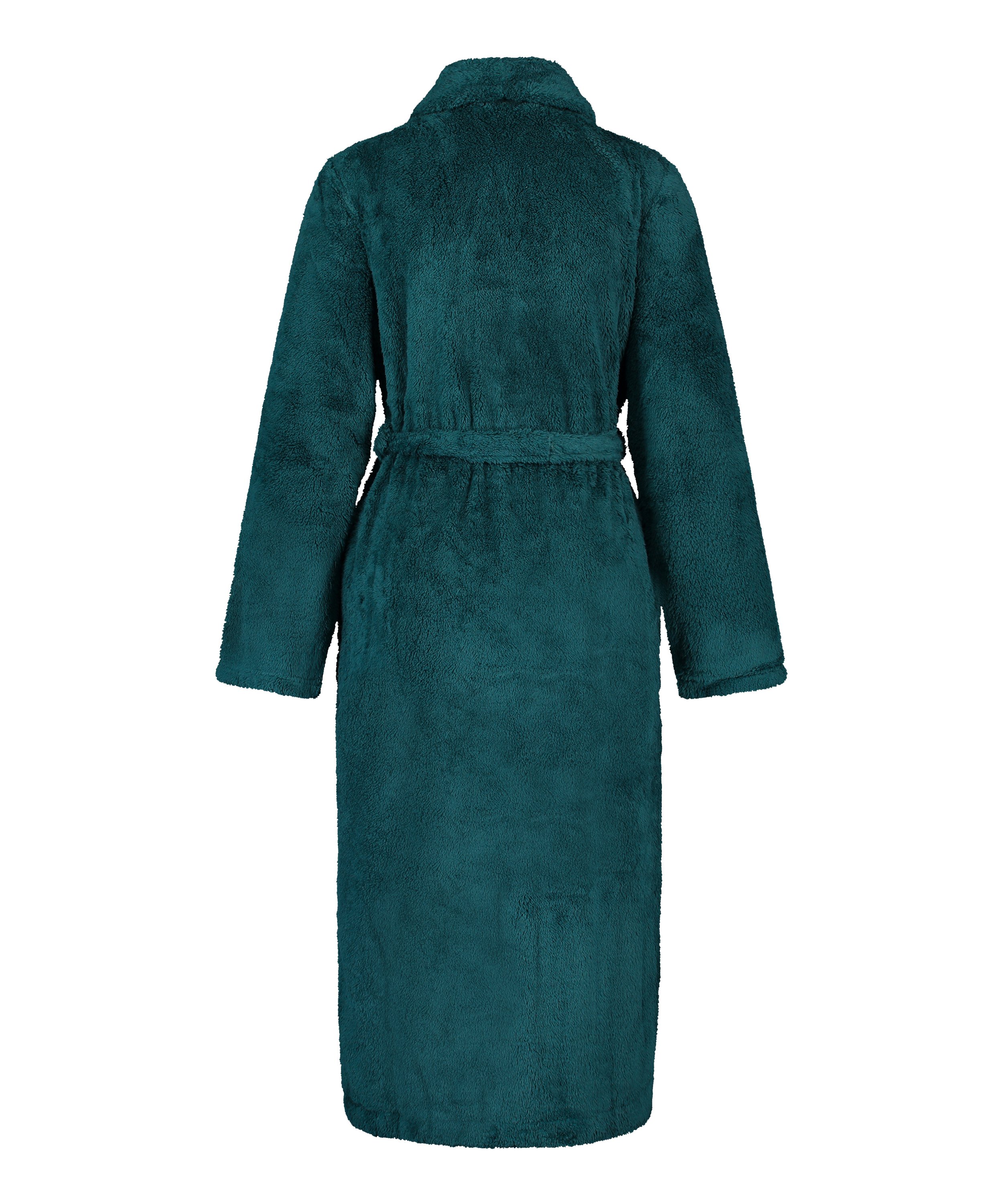 Long Fleece Bathrobe, Blue, main