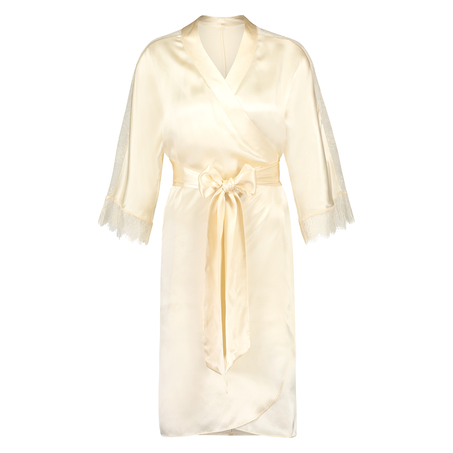 Silk Lace Kimono, Beige