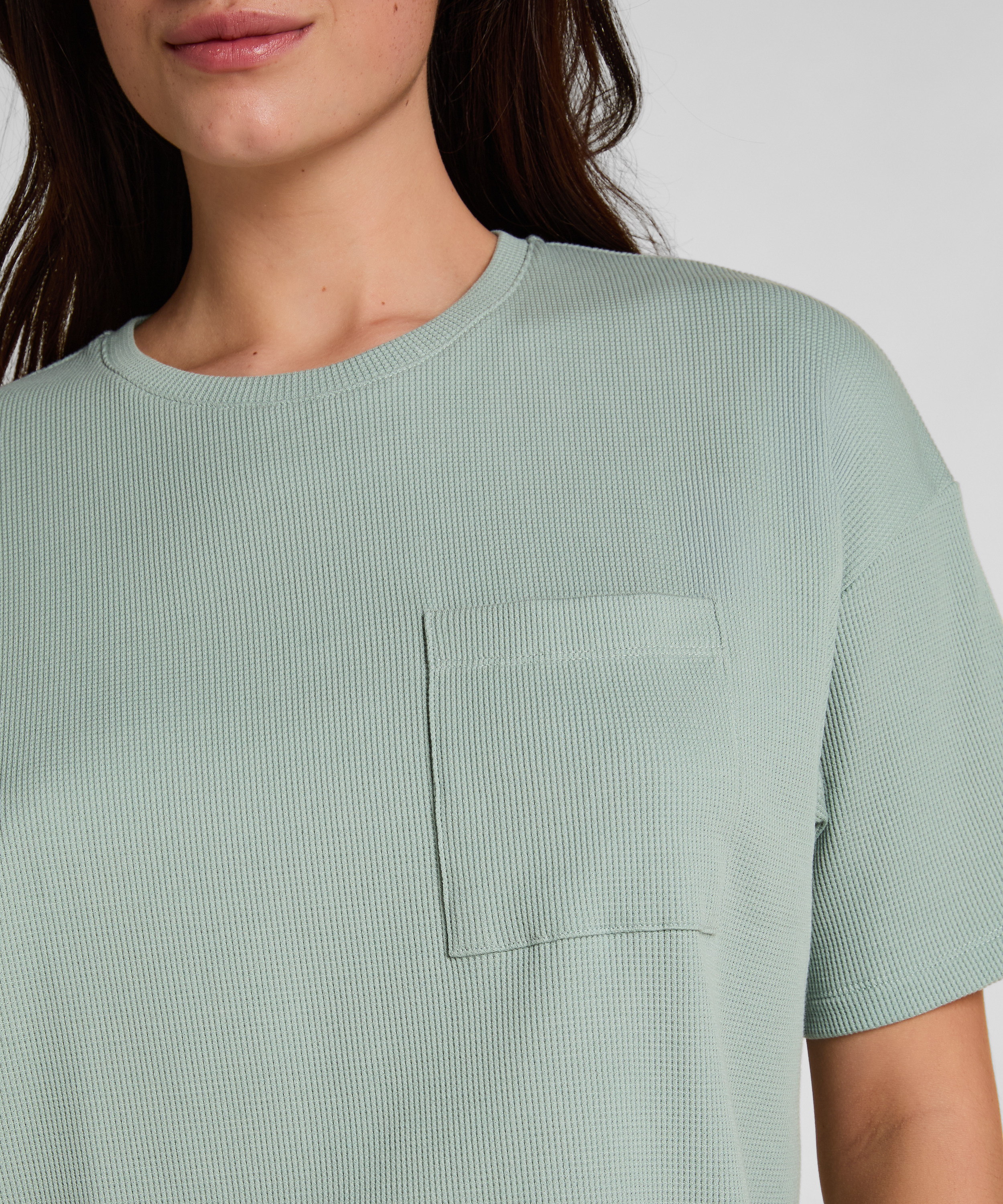 Pyjama Top Waffle, Green, main