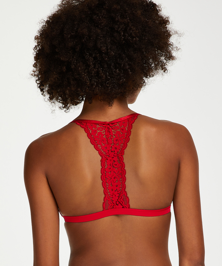 Rose Padded Triangle Bralette, Red