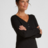 Longsleeved Pyjama Top Henley, Black