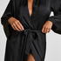 Satin Pinstripe Kimono, Black