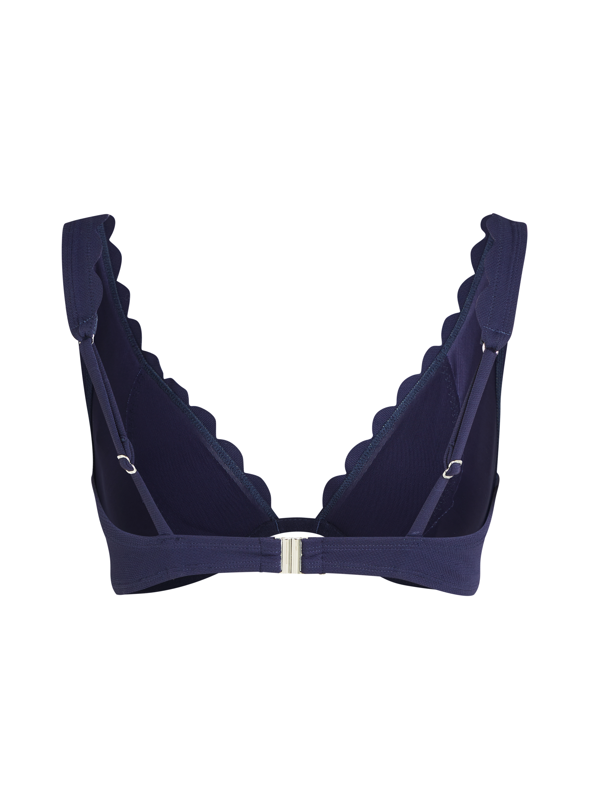 Scallop non-padded underwired bikini top, Blue, main