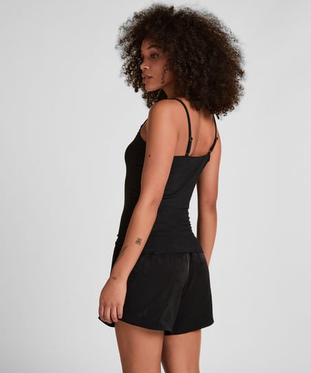 super soft Lace V-Neck cami with Cashmere, Black