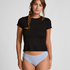 Ribbed Crew Neck Short-Sleeved Pyjama Top, Black