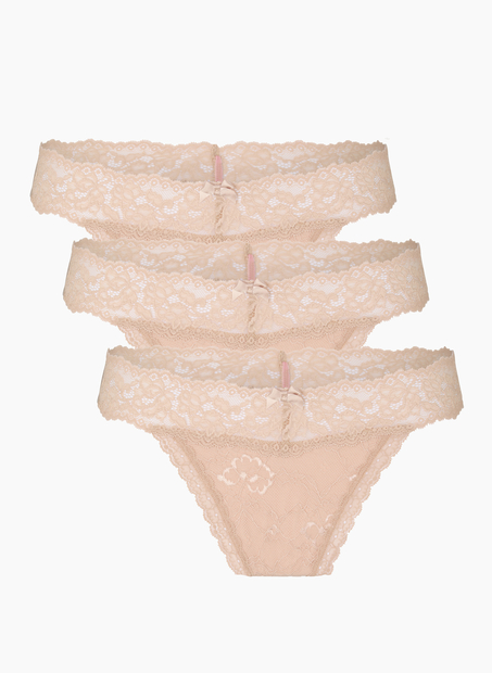 3 Pack Madison Thong, Beige