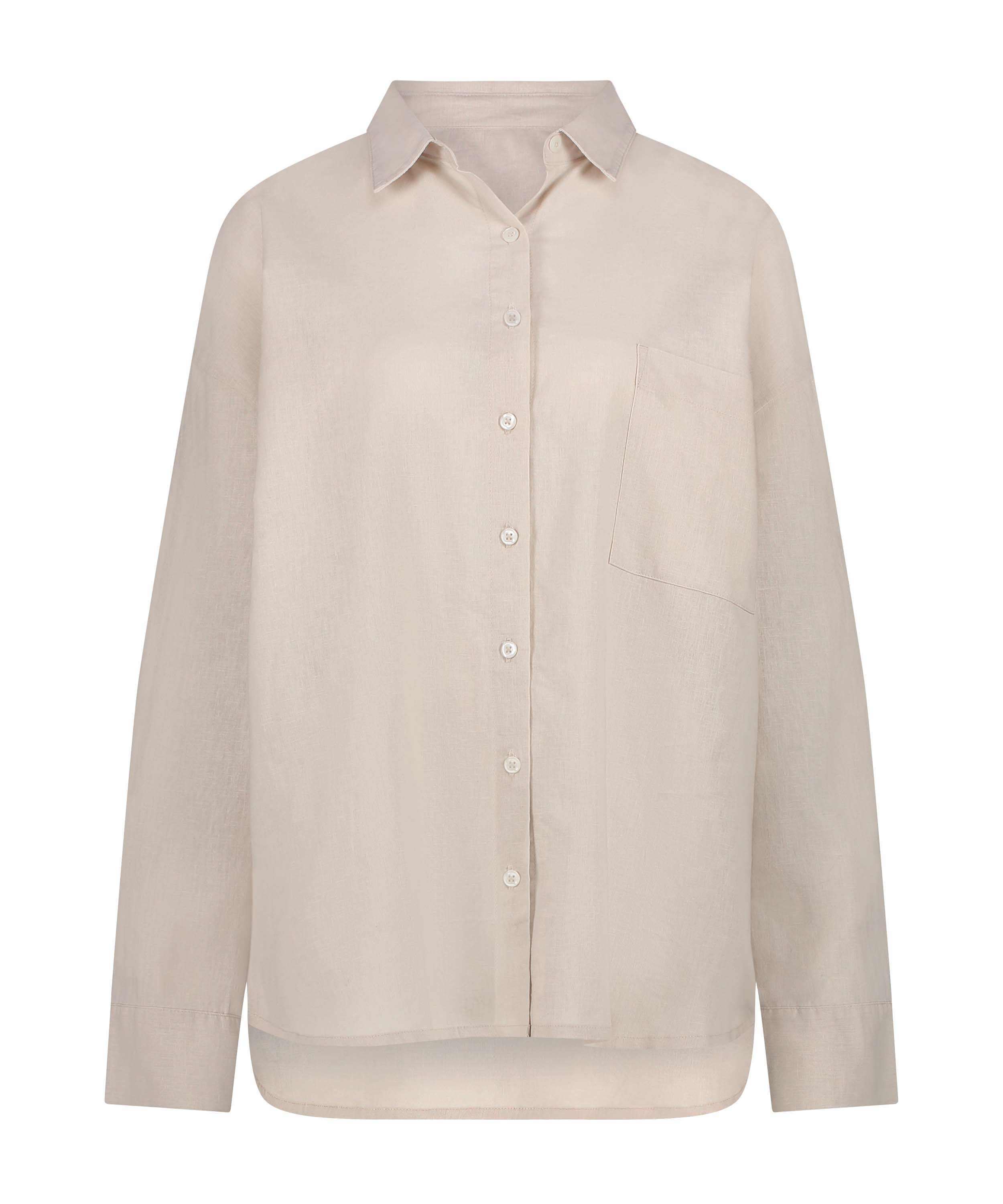 Linen Pyjama Top, Beige, main