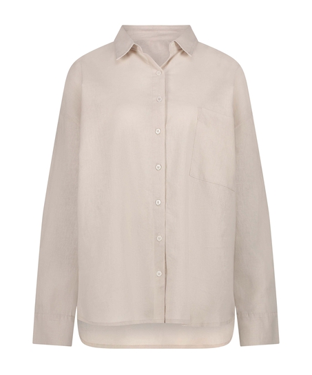 Linen Pyjama Top, Beige