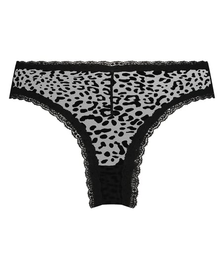 V-shaped Brazilian knickers mesh, Black