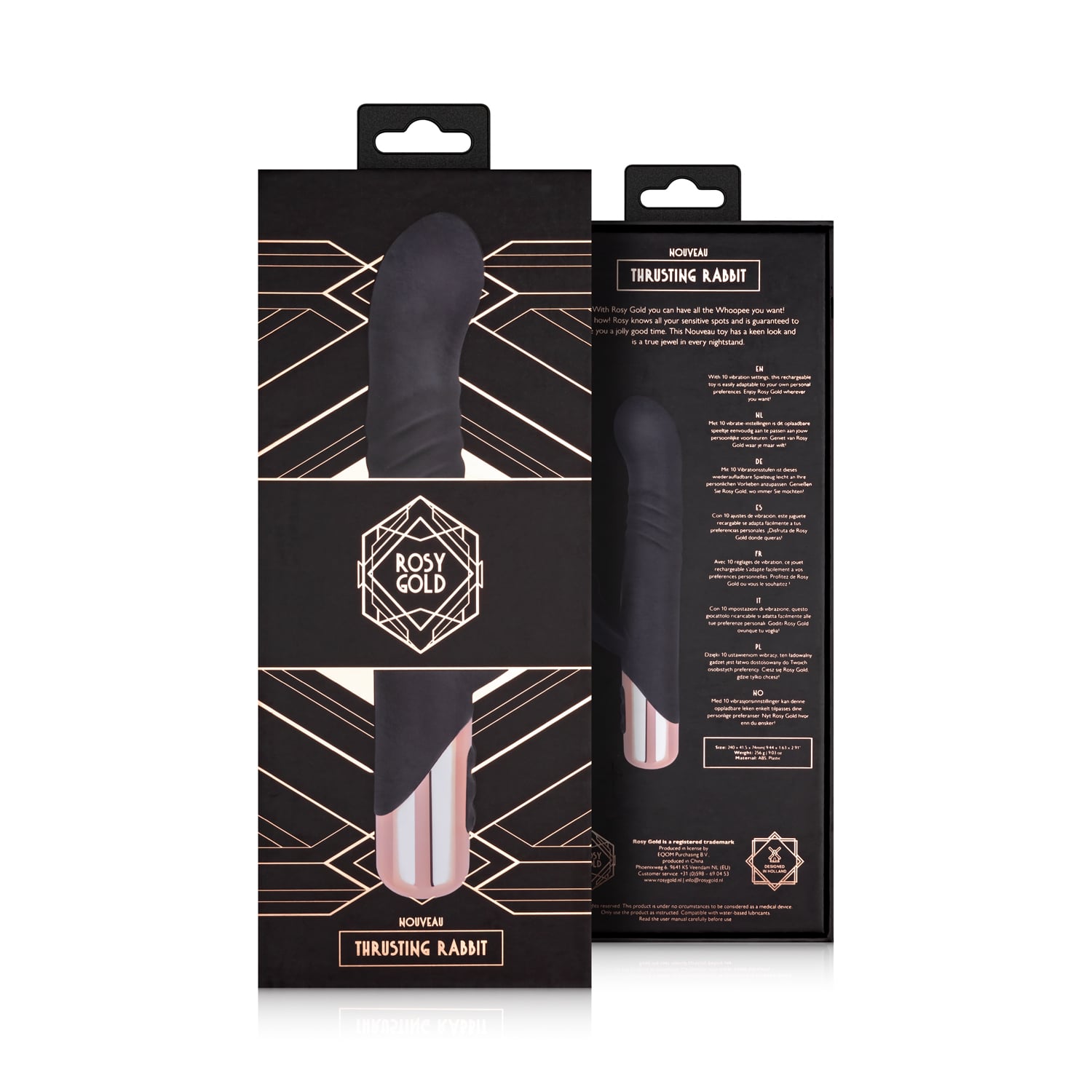 Rosy Gold Rabbit Vibrator, Black, main
