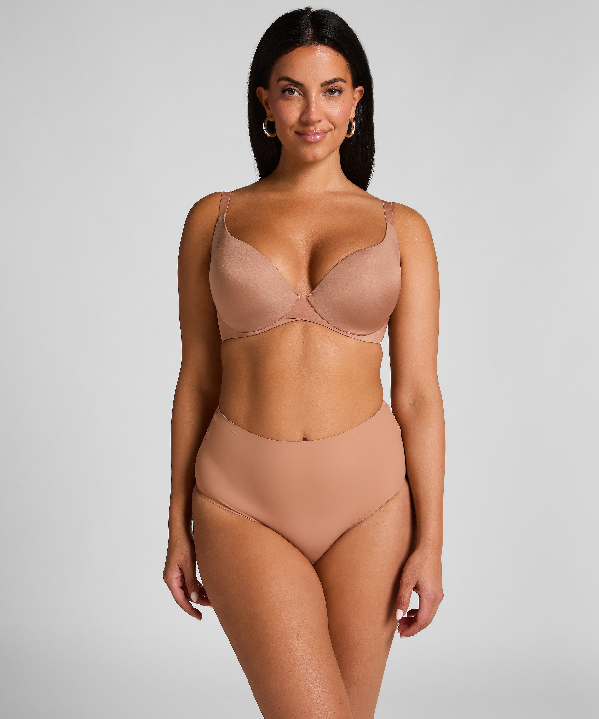 Smooth Padded Underwired Bra, Brown, main