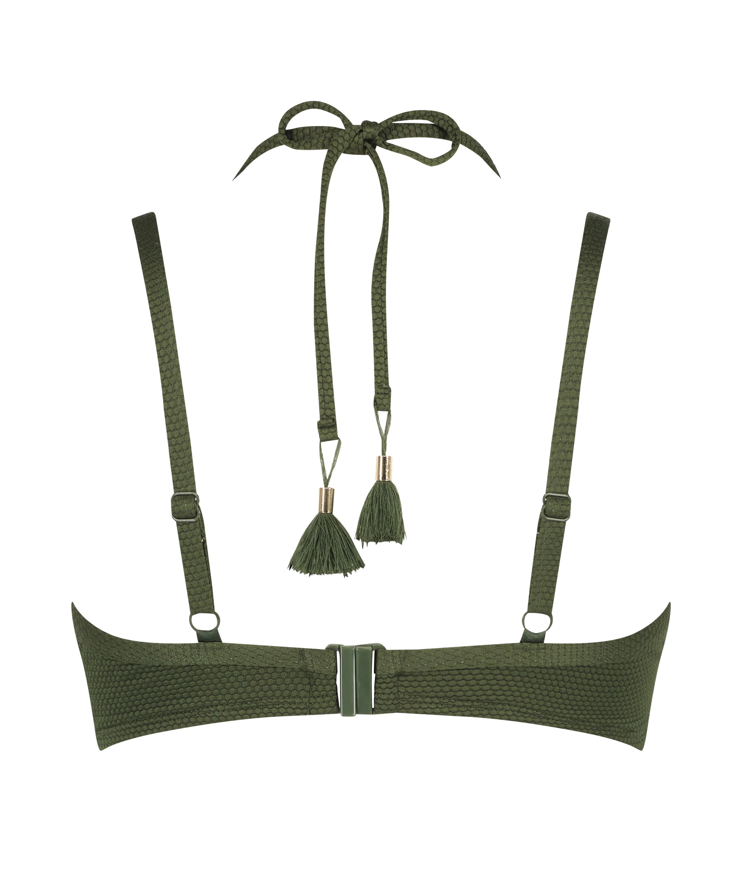 Scallop Padded Underwired Bikini Top, Green, main