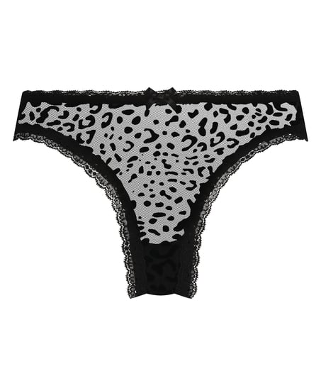 V-shaped Brazilian knickers mesh, Black