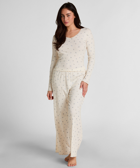 Daisy Pyjama Top, White