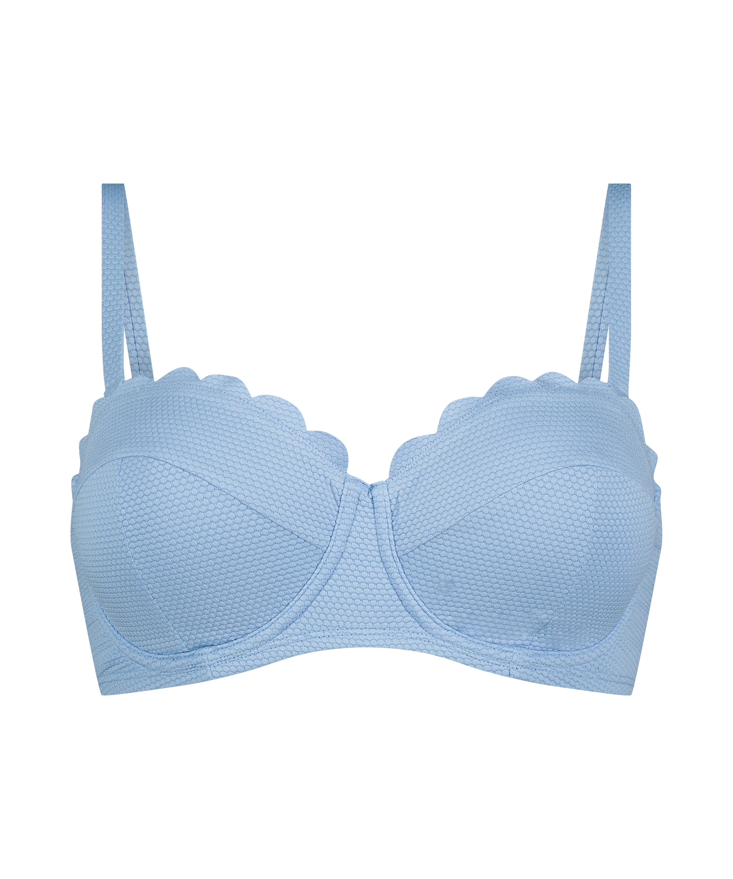 Scallop push-up underwired bikini top Cup A - E, Blue, main