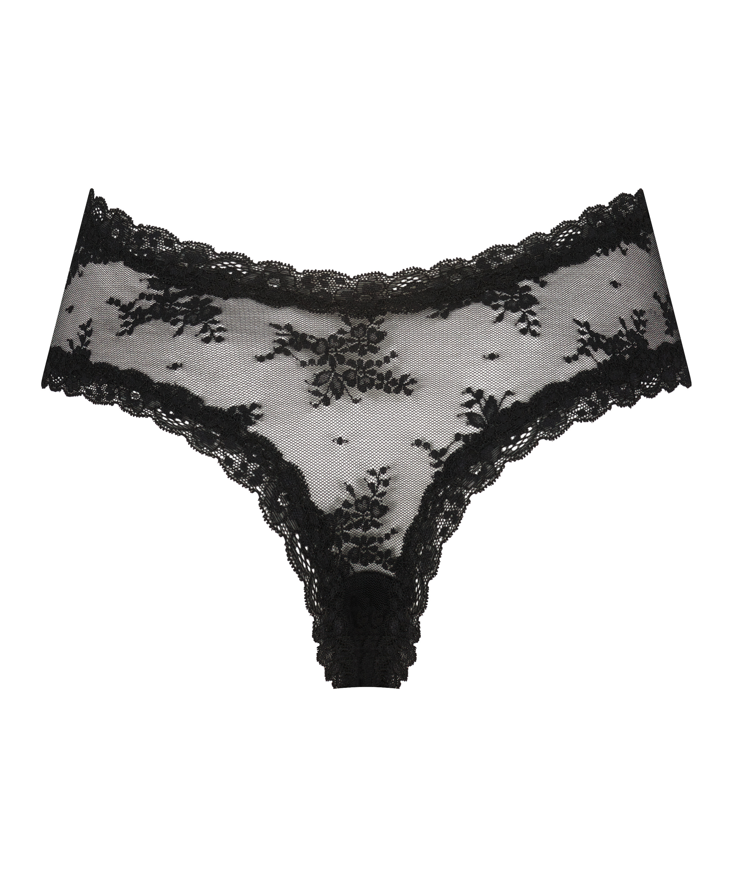 V-shaped Brazilian knickers mesh, Black, main