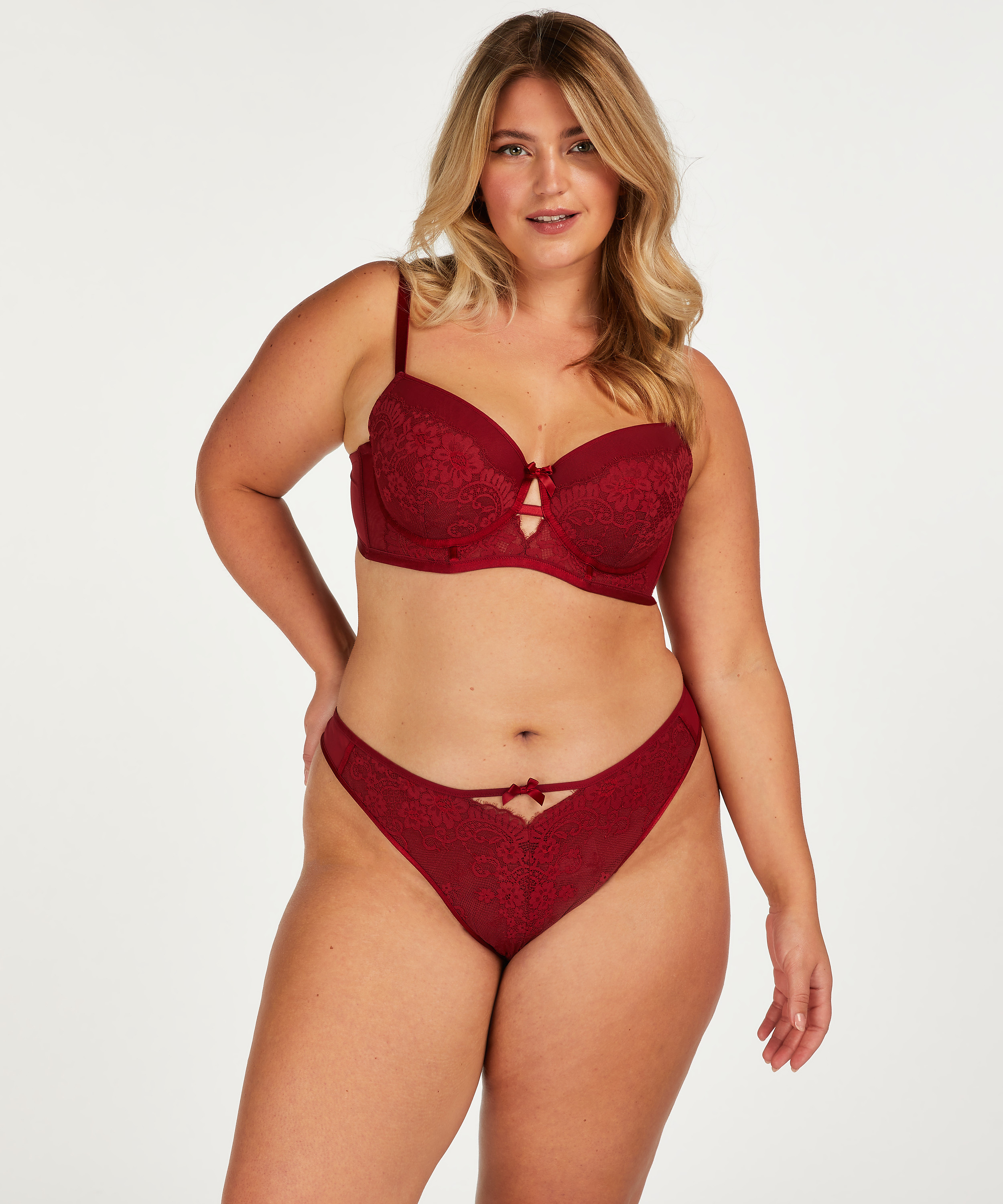 LouLou Padded Longline Underwired Bra, Red, main