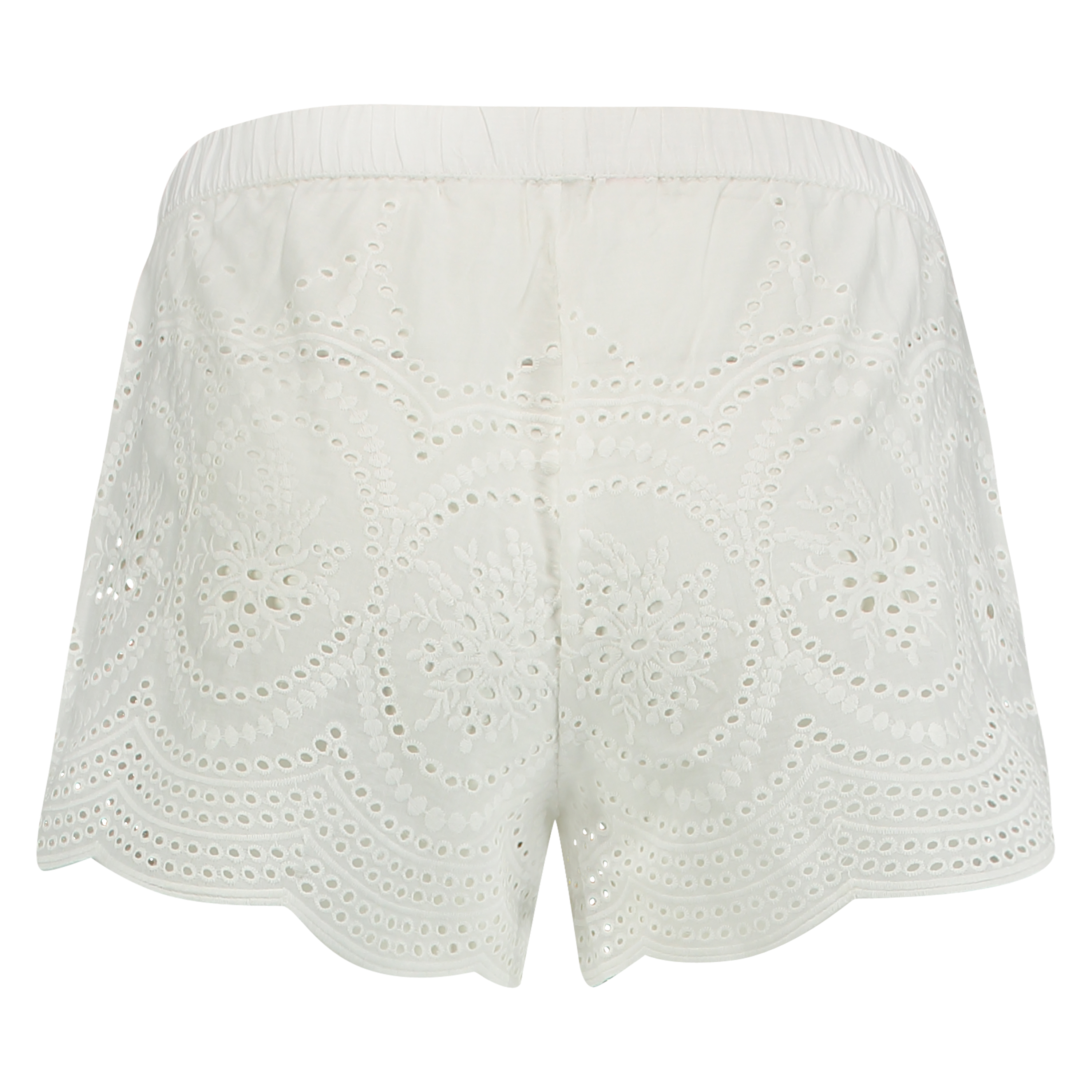 Broderie Anglaise Pyjama Shorts, White, main