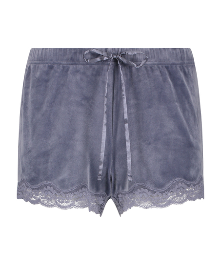 Velvet lace shorts, Gray