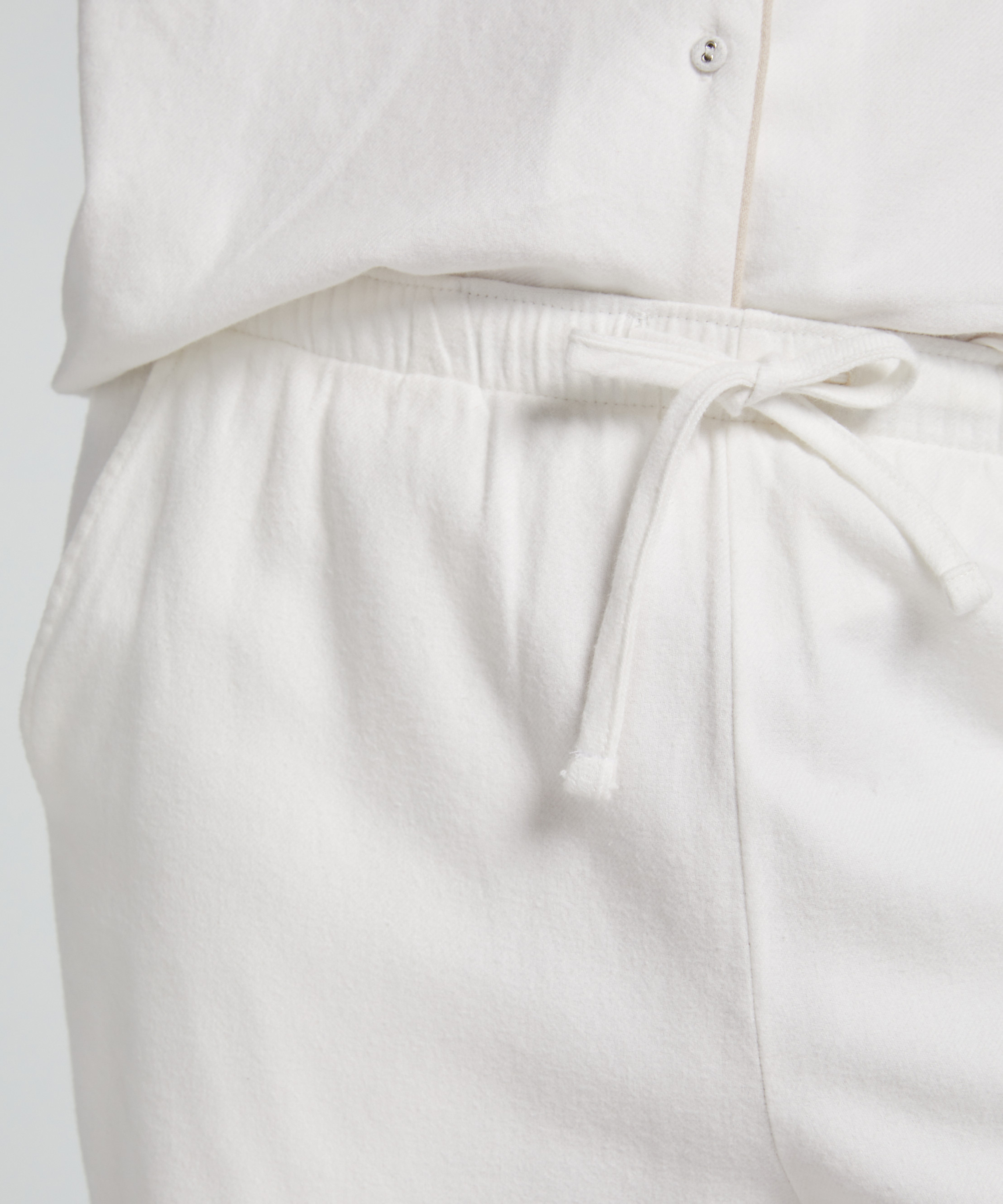 Flannel Pyjama Pants, White, main